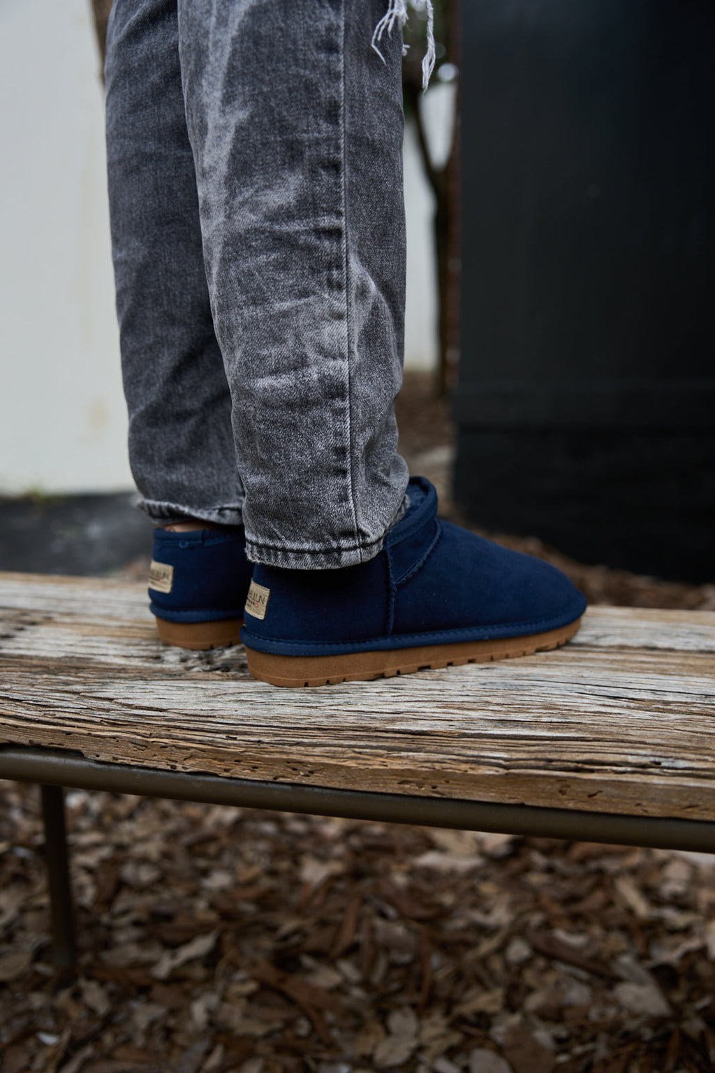 UGG Faux-Fur-Lined Suede Tasman Ankle Boot - Navy