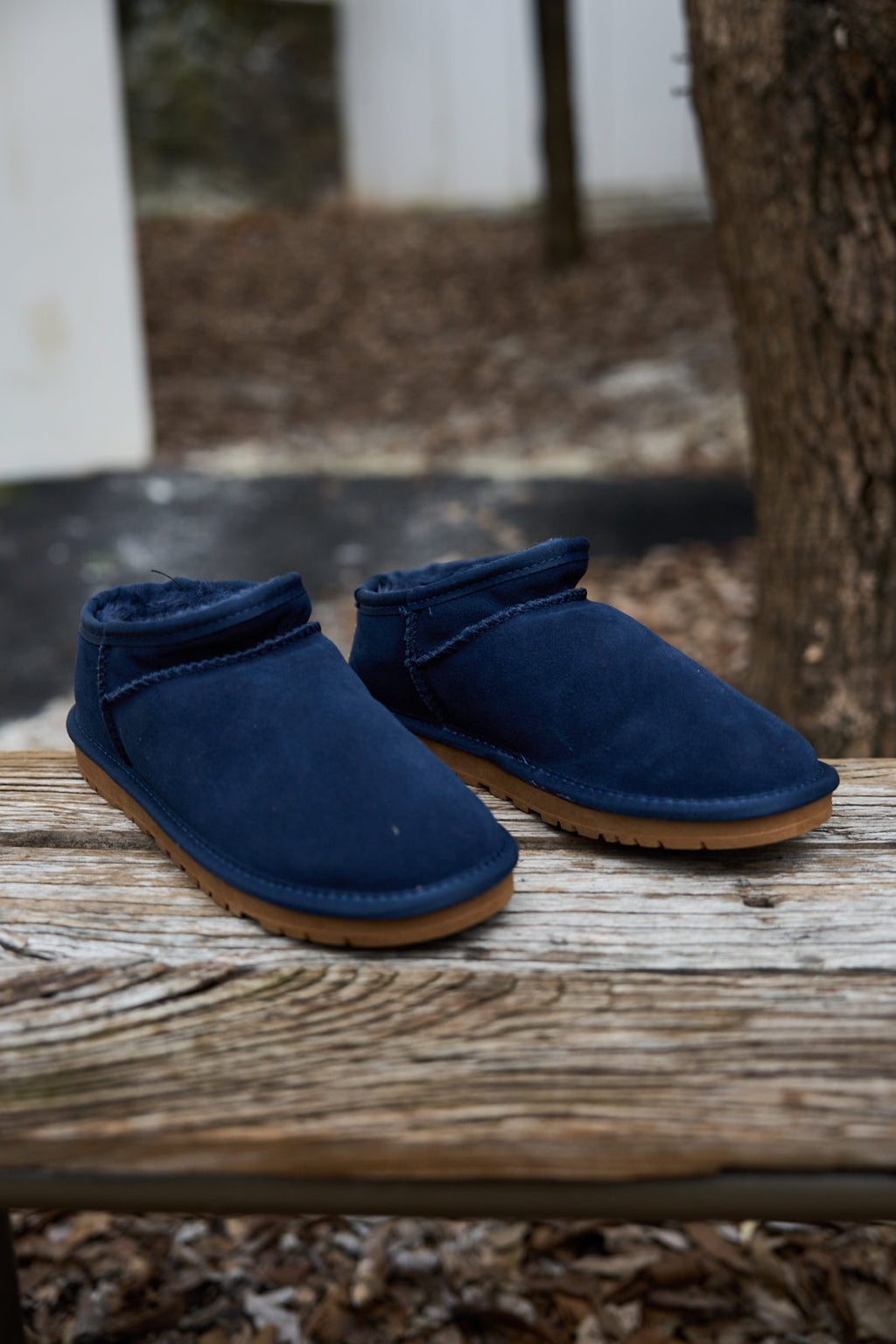 UGG Faux-Fur-Lined Suede Tasman Ankle Boot - Navy