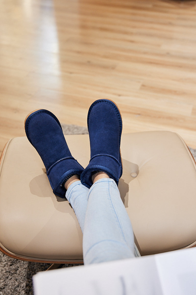 UGG Faux Fur-Lined Classic Short UGG Boots - Navy
