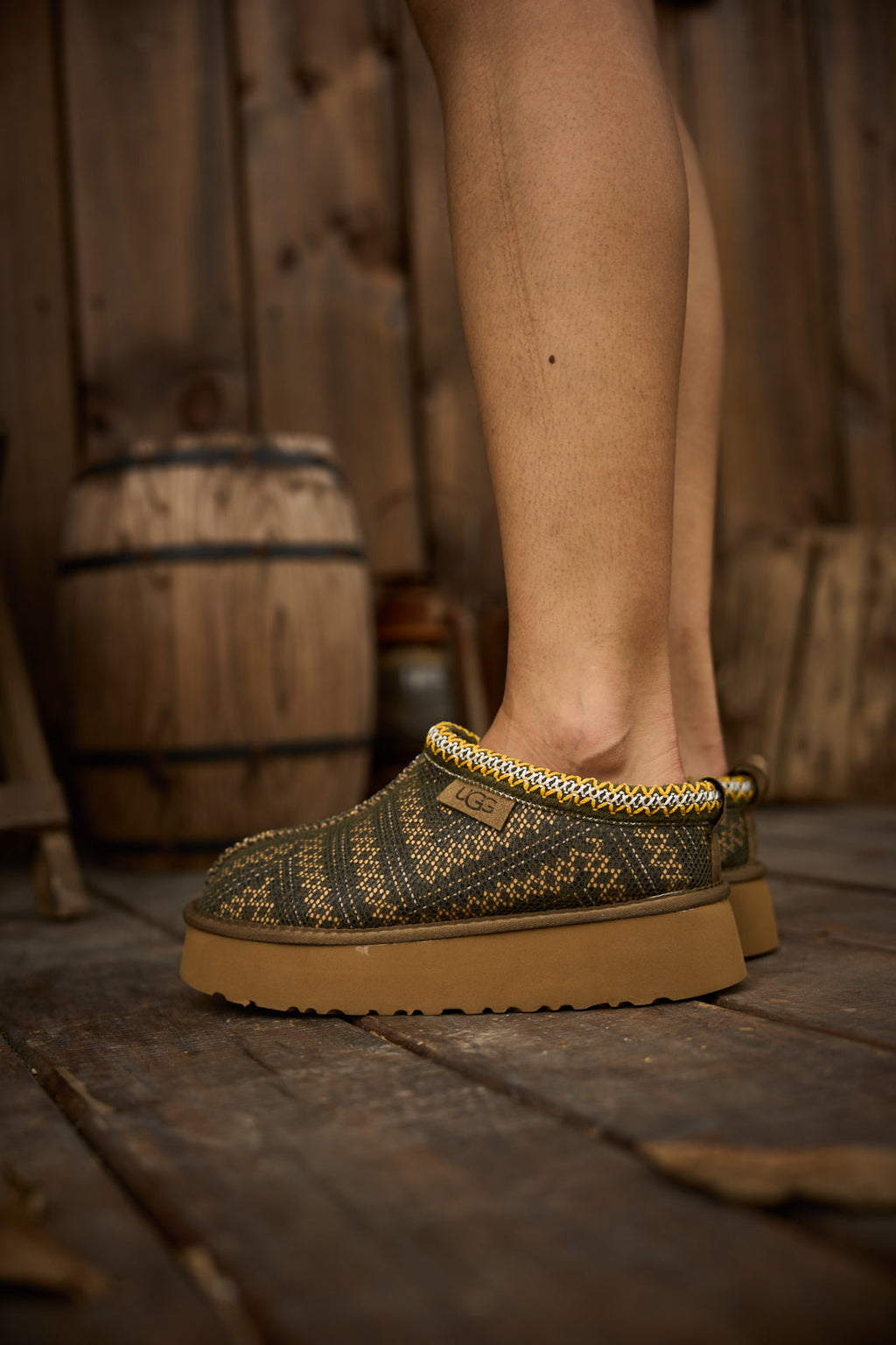 UGG Tasman in Labyrinth Platform Bootie - Olive