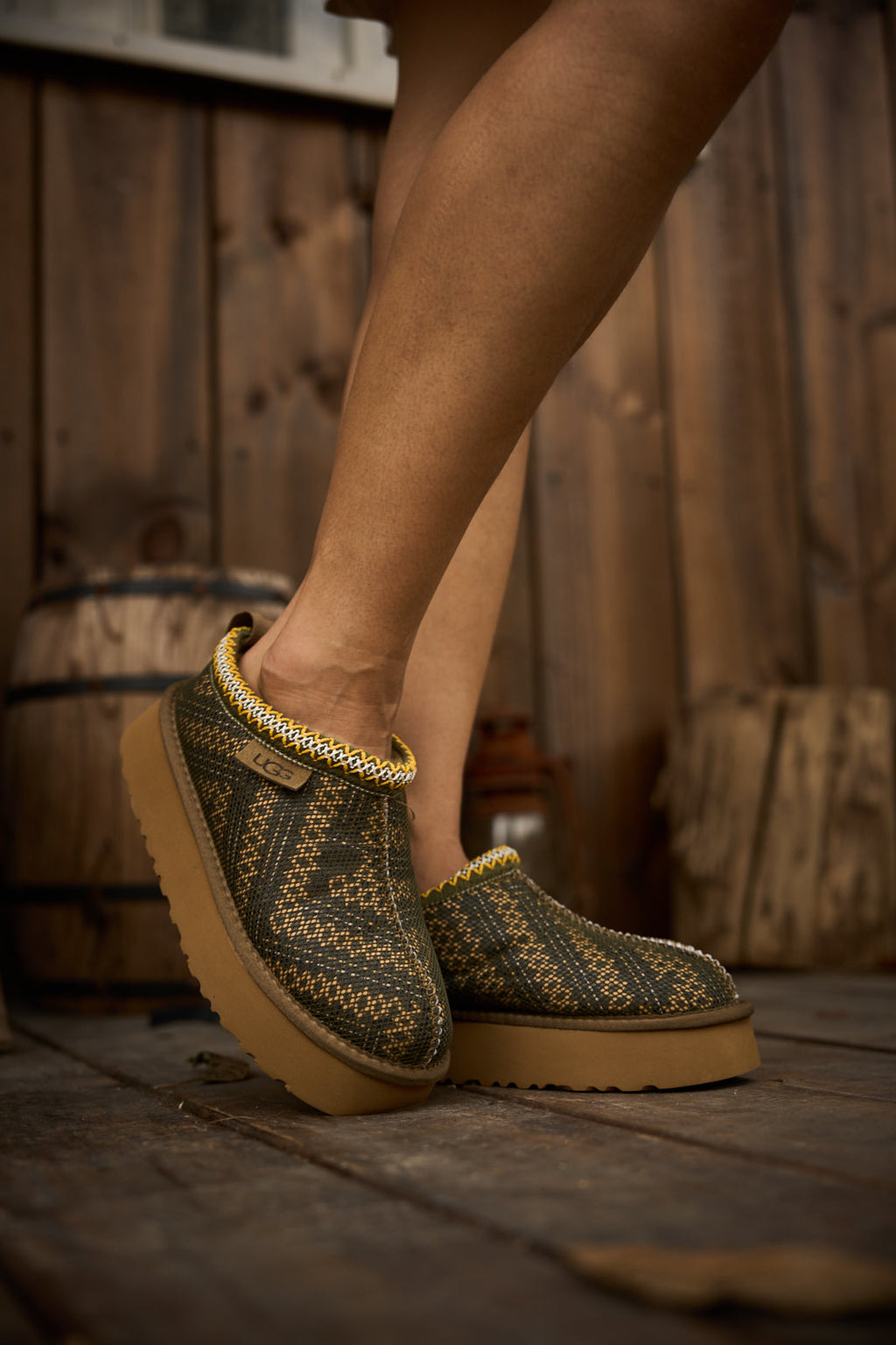 UGG Tasman in Labyrinth Platform Bootie - Olive