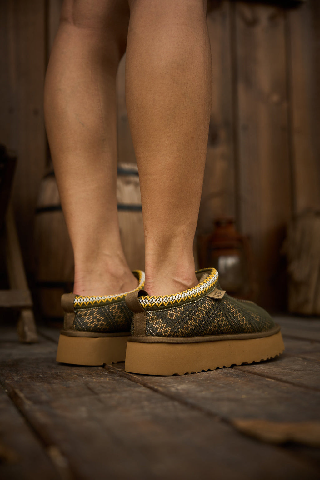 UGG Tasman in Labyrinth Platform Bootie - Olive
