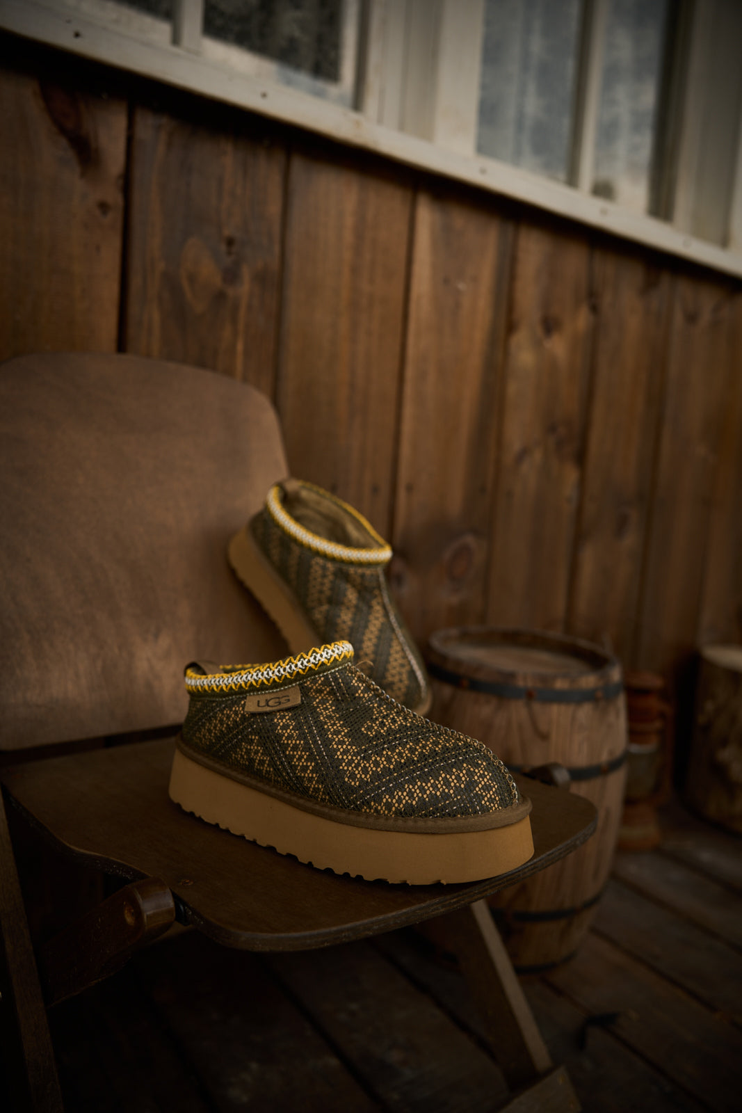 UGG Tasman in Labyrinth Platform Bootie - Olive