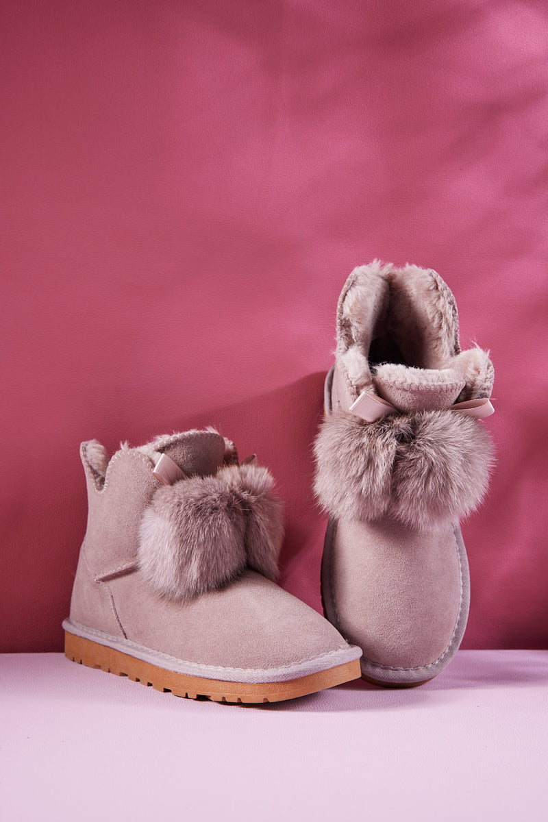 UGG Faux Fur Balls Suede Boot - Pink