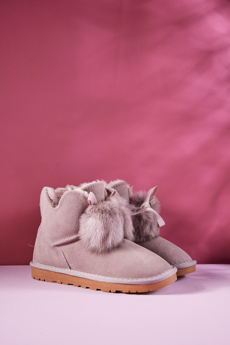 UGG Faux Fur Balls Suede Boot - Pink