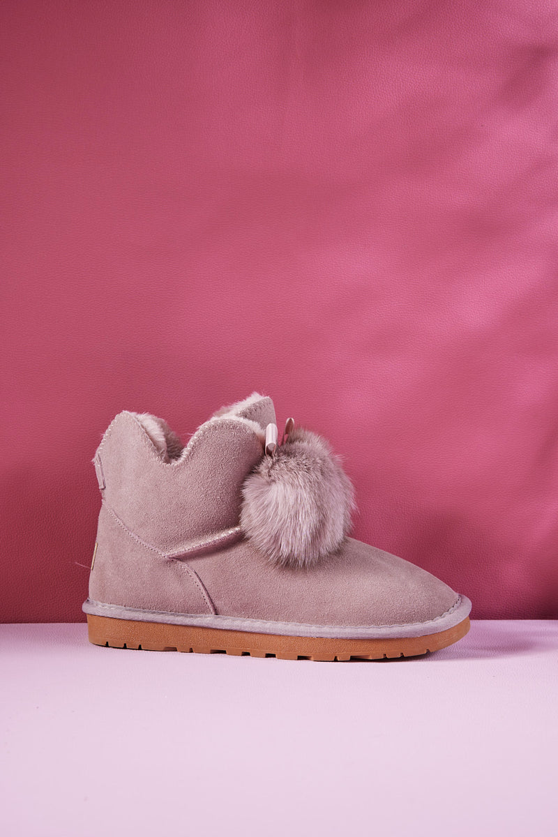 UGG Faux Fur Balls Suede Boot - Pink