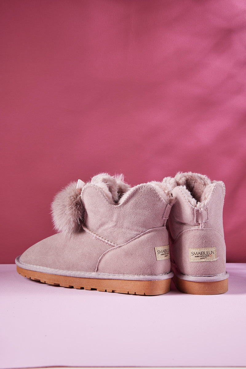 UGG Faux Fur Balls Suede Boot - Pink