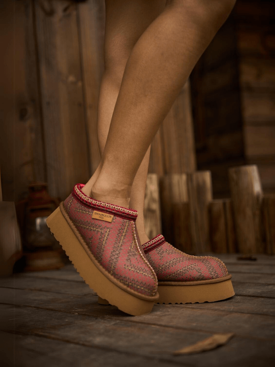 UGG Tasman in Labyrinth Platform Bootie - Red