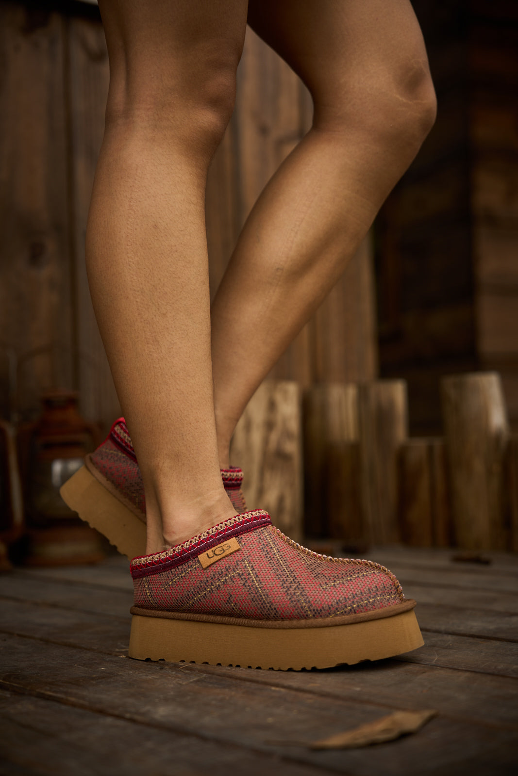 UGG Tasman in Labyrinth Platform Bootie - Red