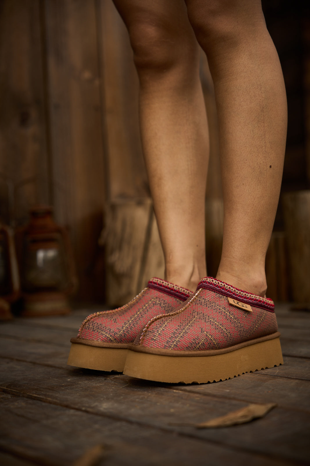 UGG Tasman in Labyrinth Platform Bootie - Red