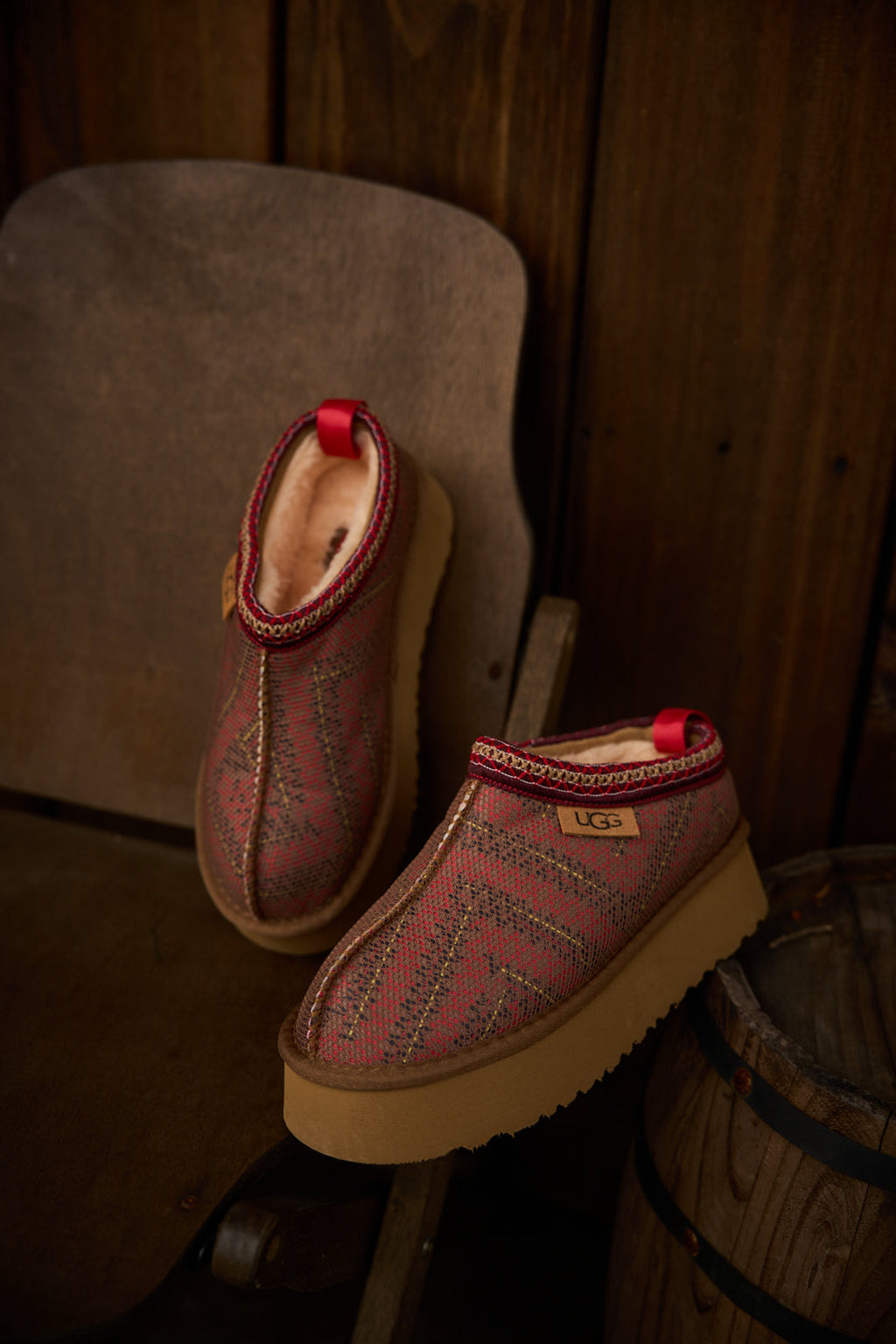 UGG Tasman in Labyrinth Platform Bootie - Red