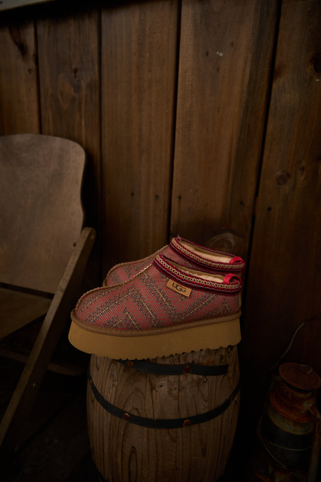 UGG Tasman in Labyrinth Platform Bootie - Red