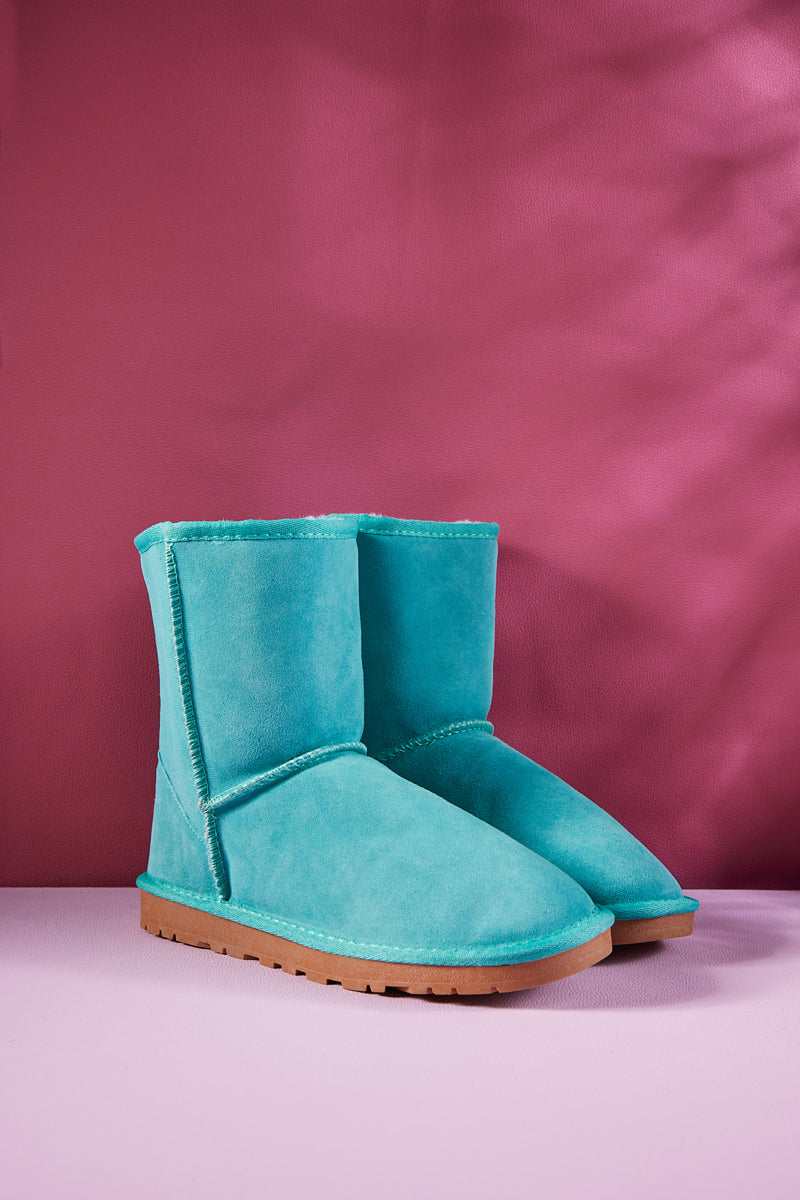 UGG Lovett Wool Blend Suede Shearling Boots - Turquoise