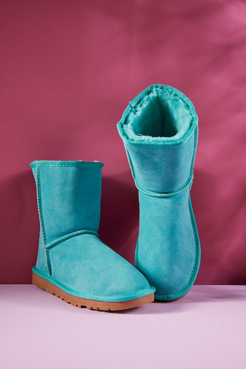 UGG Lovett Wool Blend Suede Shearling Boots - Turquoise