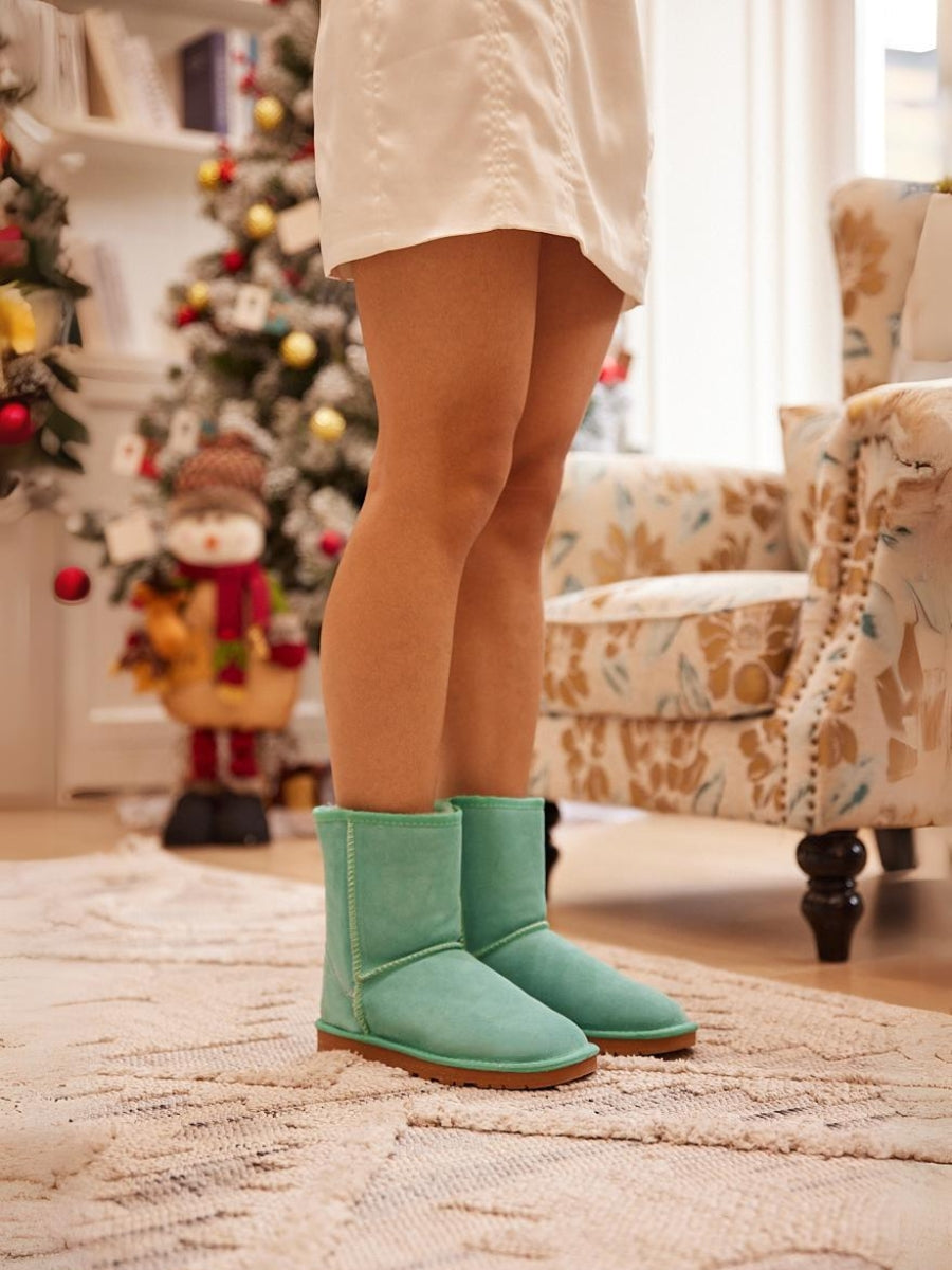 UGG Lovett Wool Blend Suede Shearling Boots - Turquoise