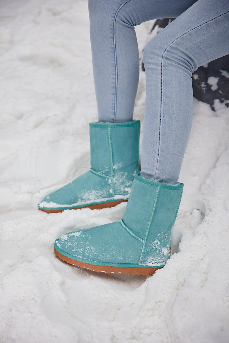 UGG Lovett Wool Blend Suede Shearling Boots - Turquoise