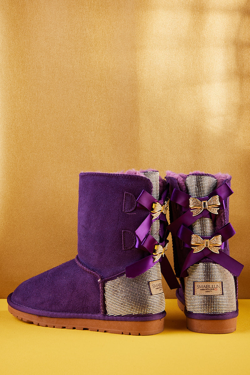 UGG Rhinestone Dual Bailey Bow Glam UGG Boots - Violet