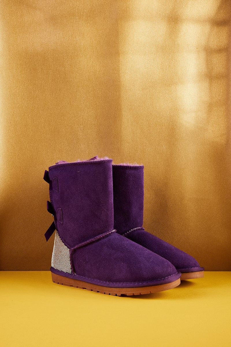UGG Rhinestone Dual Bailey Bow Glam UGG Boots - Violet