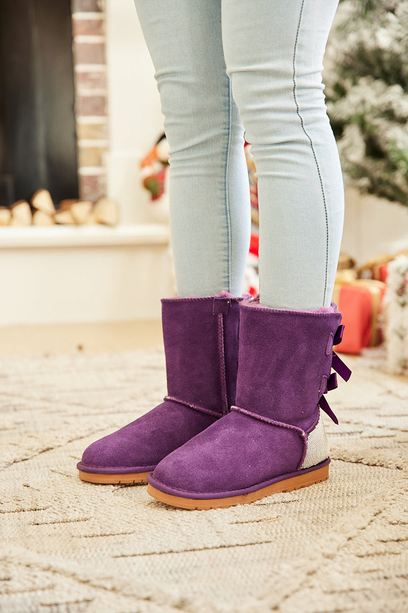 UGG Rhinestone Dual Bailey Bow Glam UGG Boots - Violet