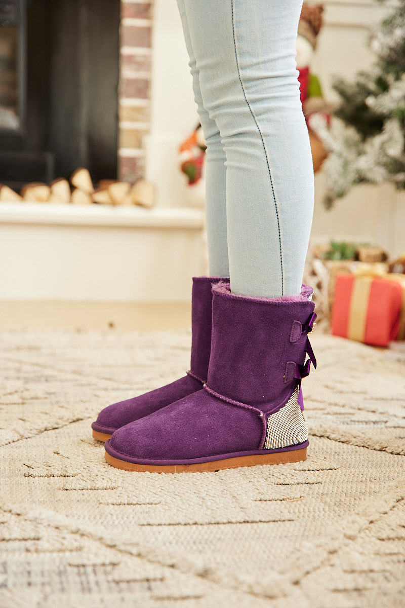 UGG Rhinestone Dual Bailey Bow Glam UGG Boots - Violet