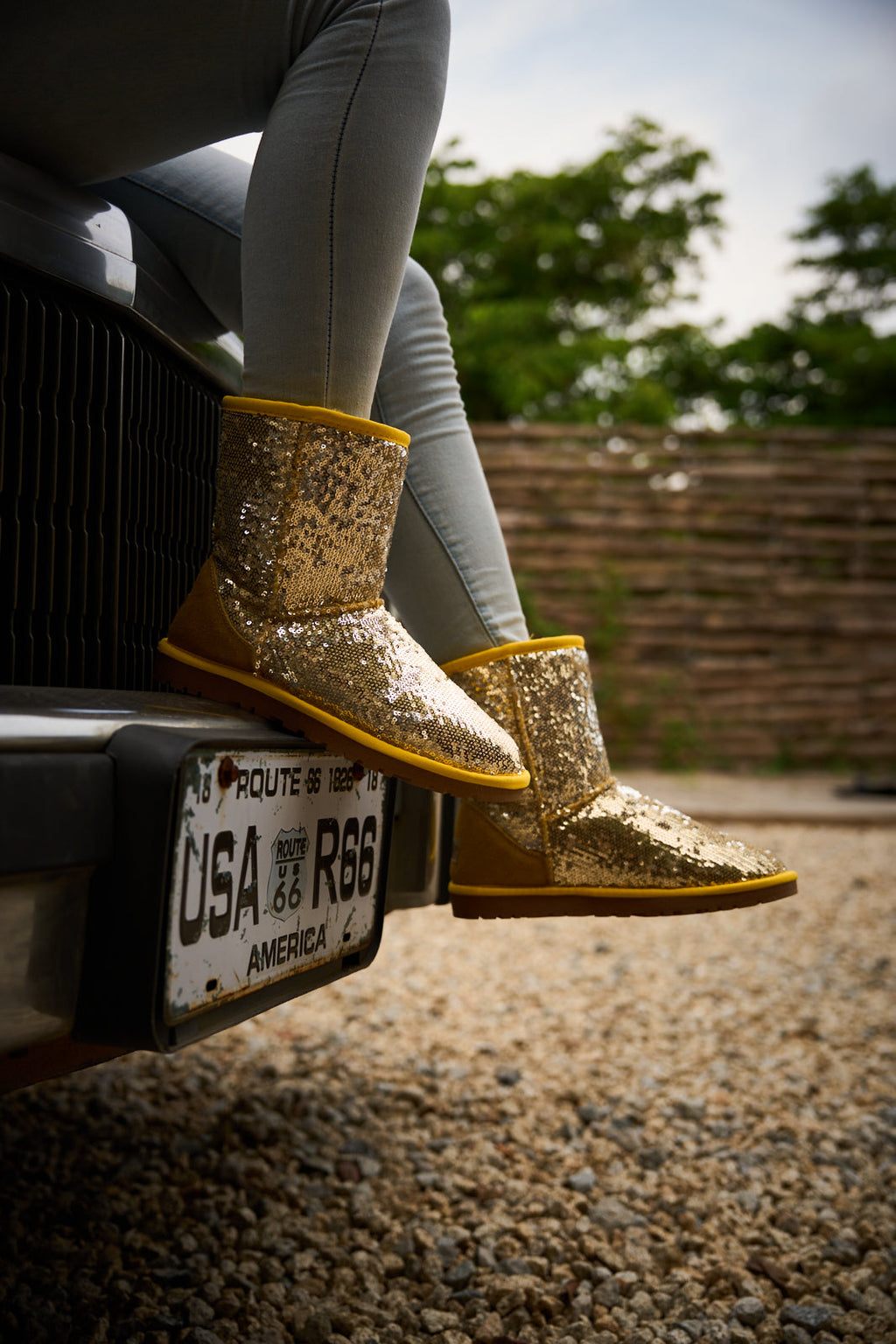 UGG Dallas Glam Sequin Shearling Boots - Yellow
